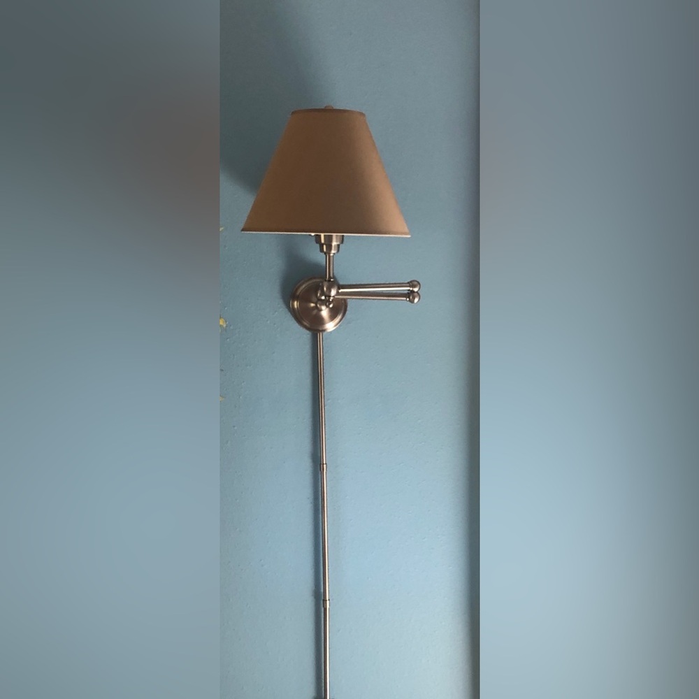Pottery Barn Swing Arm Lamp with Dupioni Silk Lampshade set of (2)